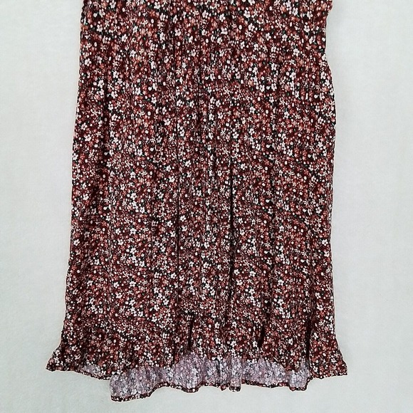 Wild Fable Flutter Cap Sleeve Mini Dress Sz XS Brown Floral Print Ruffle Hem - Picture 5 of 13